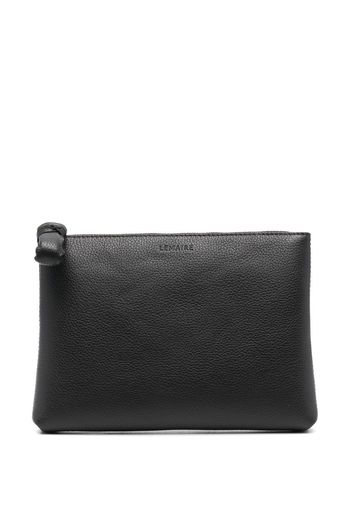 Lemaire logo-debossed leather clutch bag - Braun