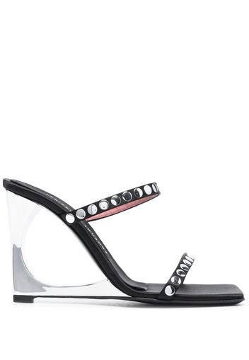 Les Petits Joueurs Lucas studded 105mm wedge sandals - Schwarz