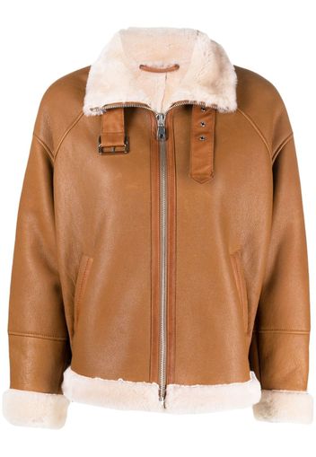 Liska Shearling-Jacke mit Reißverschluss - Braun