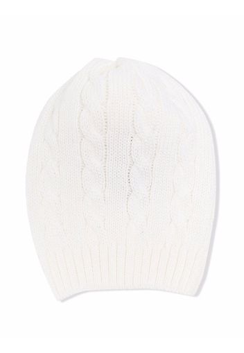 Little Bear cable-knit virgin wool beanie - Weiß