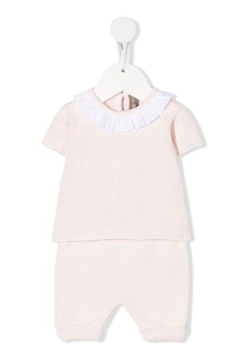 Little Bear ruffle-detail knit set - Rosa