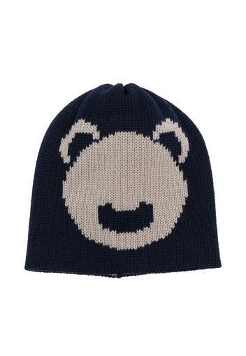 Little Bear intarsia-knit wool beanie - Blau