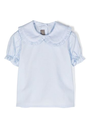 Little Bear ruffled-trim short-sleeved blouse - Blau