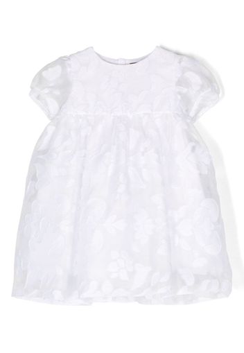 Little Bear floral-embroidered flared dress - Weiß