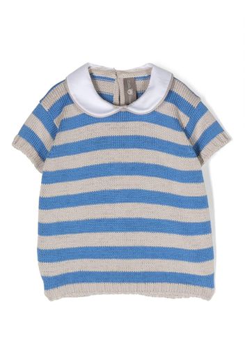 Little Bear club-collar striped jumper - Nude