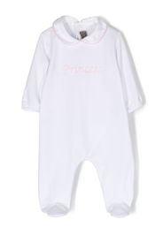 Little Bear embroidered-slogan full-length pajamas - Weiß