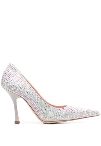 LIU JO crystal-embellished 10mm leather pumps - Grau