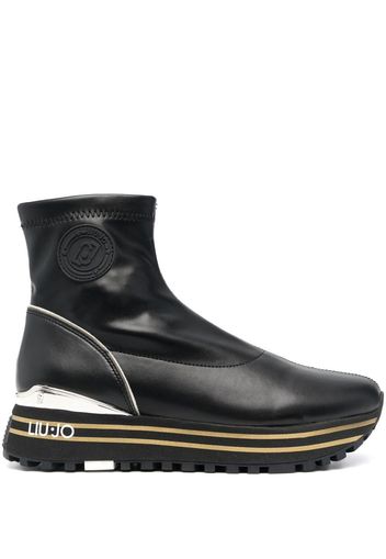 LIU JO flatform logo-patch ankle boots - Schwarz