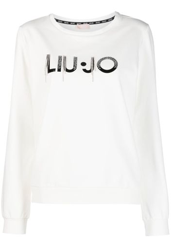 LIU JO crystal fringe logo sweatshirt - Weiß