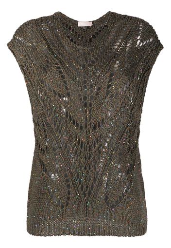 LIU JO sequin-embellished knitted sleeveless top - Grün