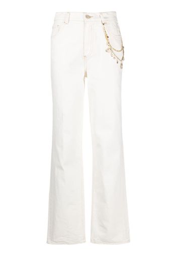 LIU JO chain-link detail high-waisted jeans - Weiß