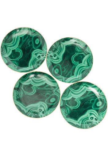 L'Objet L'OBJET MALACHITE DESSERT PLATES (SET OF - GREEN GOLD