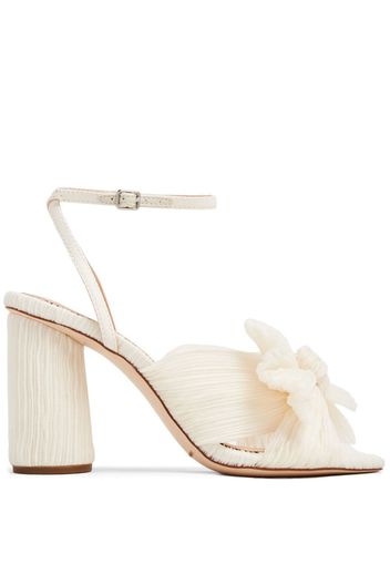 Loeffler Randall Camellia pleated-bow 90mm sandals - Nude