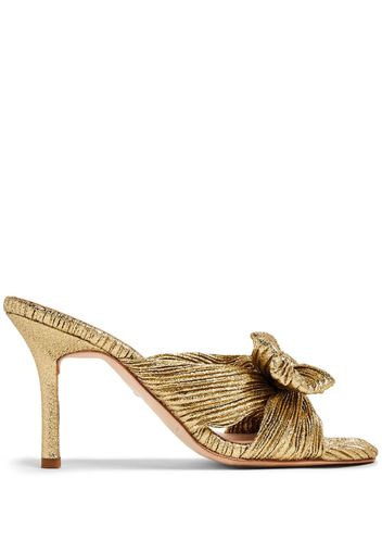 Loeffler Randall Claudia 80mm pleated bow mules - Gold