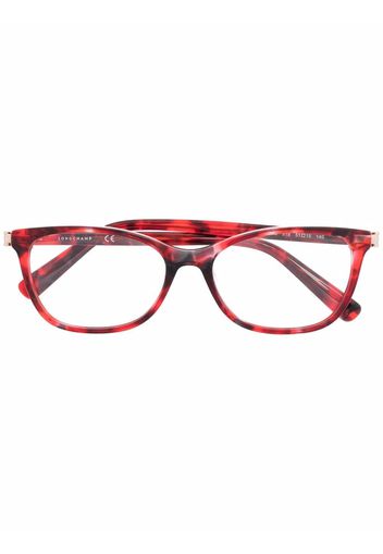 Longchamp Eckige Brille in Schildpattoptik - Rot