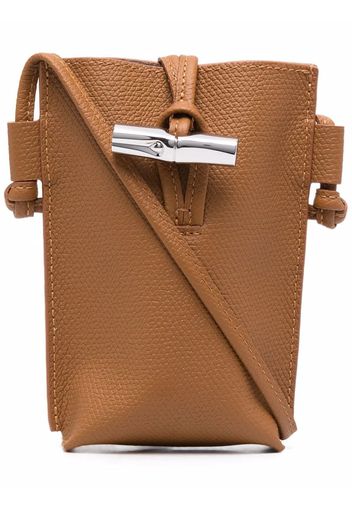 Longchamp Roseau leather phone holder - Braun