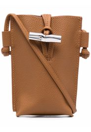 Longchamp Roseau leather phone holder - Braun