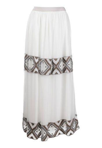 Lorena Antoniazzi high-waisted embroidered stripe maxi skirt - Weiß