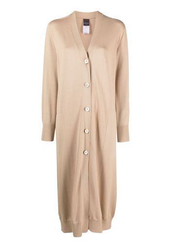 Lorena Antoniazzi V-neck knitted longline cardigan - Nude