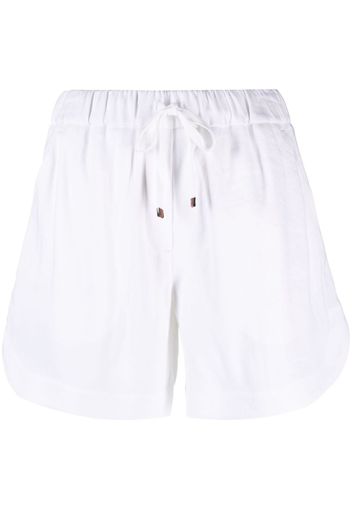 Lorena Antoniazzi side-stripes drawstring linen shorts - Weiß