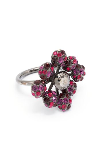 Louis Vuitton 2000s pre-owned rhinestone-embellished floral ring - Grau