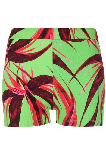 Louisa Ballou botanical print ribbed shorts - Grün