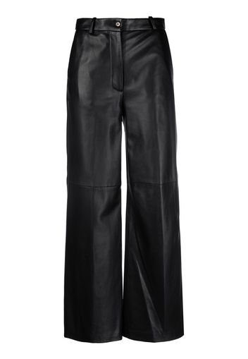 Loulou Studio straight-leg leather trousers - Schwarz