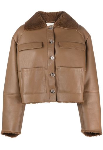 Loulou Studio Lederjacke mit Shearling-Kragen - Braun