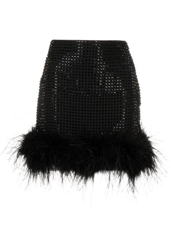 Loulou crystal-embellished feather-trimmed miniskirt - Schwarz