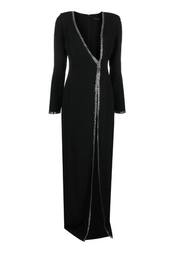 Loulou crystal-embellished long-sleeve gown - Schwarz