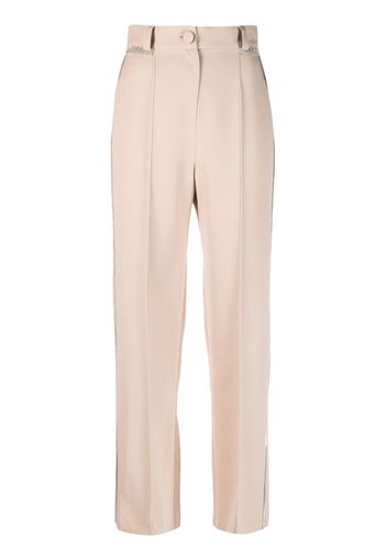 Loulou crystal-embellished straight-leg trousers - Nude
