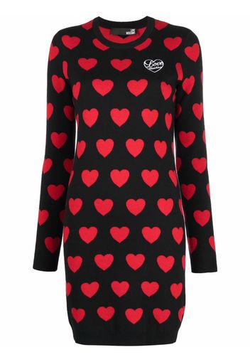 Love Moschino Gestricktes Jacquard-Kleid - Schwarz