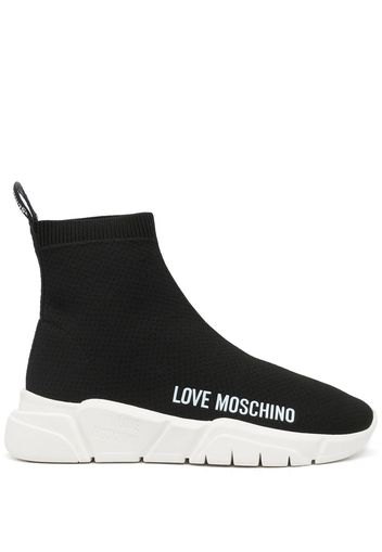 Love Moschino Slip-On-Sneakers mit Logo - Schwarz