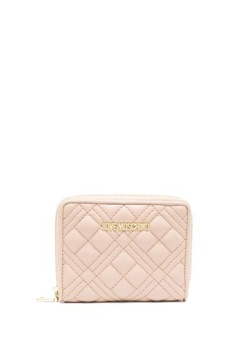 Love Moschino logo-plaque quilted wallet - Nude