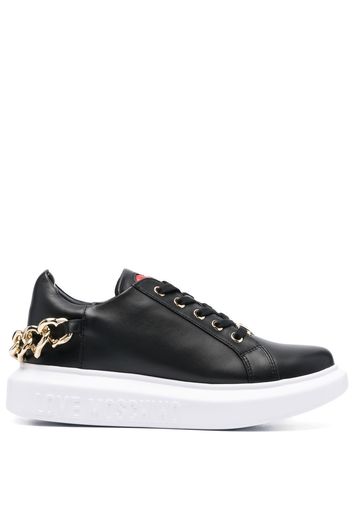 Love Moschino Red Heart chain-link sneakers - Schwarz