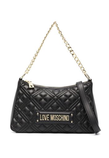 Love Moschino Gesteppte Schultertasche mit Logo - Schwarz