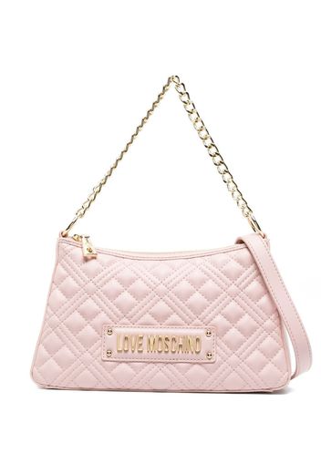 Love Moschino Umhängetasche mit Logo-Schild - Rosa