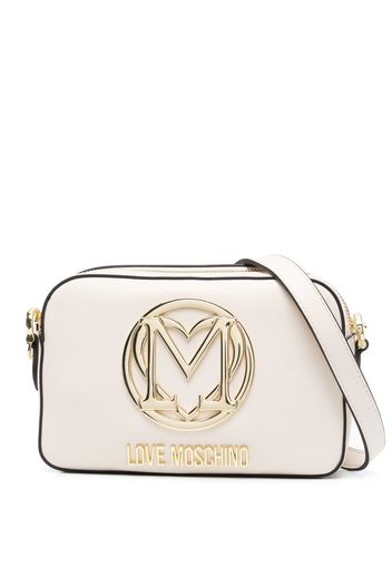 Love Moschino logo-plaque detail crossbody bag - Nude