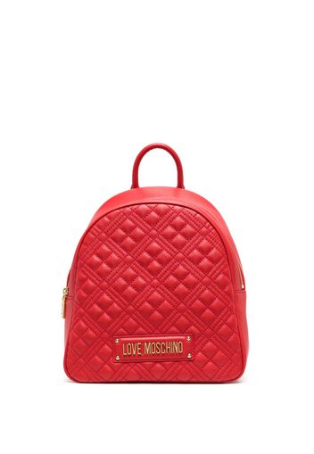 Love Moschino Gesteppter Rucksack mit Logo - Rot