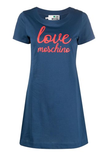 Love Moschino logo-print cotton T-shirt dress - Blau