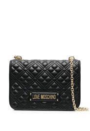 Love Moschino logo-plaque quilted shoulder bag - Schwarz