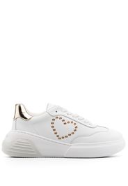 Love Moschino heart eyelets leather sneakers - Weiß