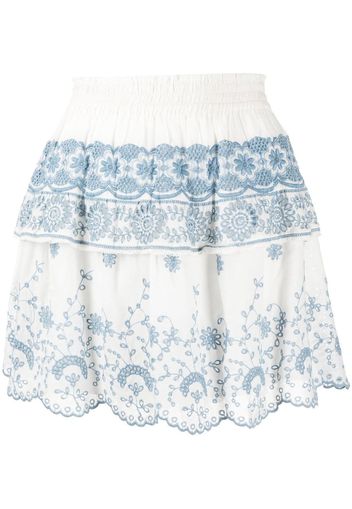 LoveShackFancy broderie-anglaise mini skirt - Weiß