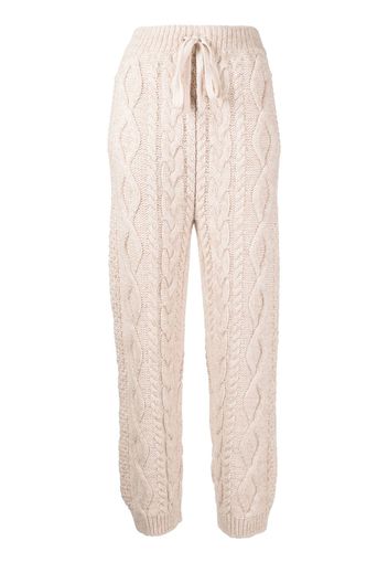 Low Classic cable-knit straight trousers - Nude