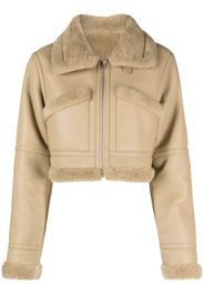 LVIR faux-leather cropped jacket - Nude