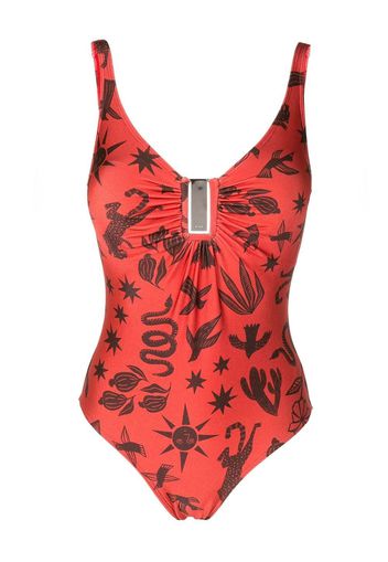 Lygia & Nanny Mirassol logo-plaque swimsuit - Braun