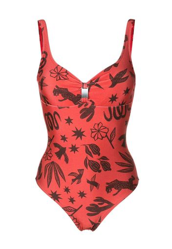 Lygia & Nanny Roberta logo-plaque swimsuit - Braun