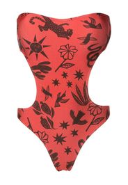 Lygia & Nanny Taylor cut-out printed swimsuit - Braun