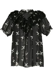 Macgraw 'Migration' Bluse mit Vogel-Print - Schwarz