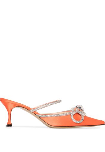 MACH & MACH glitter-embellished 75mm heeled pumps - Orange